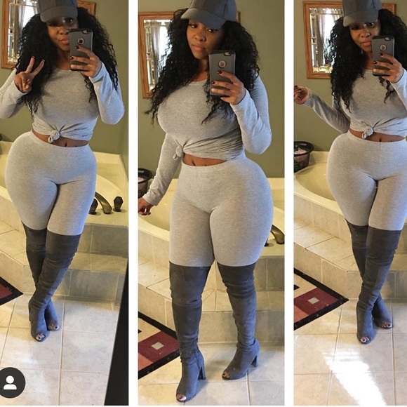 Wild Diva Shoes - Gray knee boots
